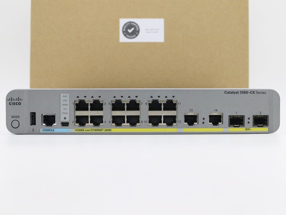 cisco ws-c3560cx-12pd-s layer 3 switch 12-poe+ 240w uplink 2xgige & 2x10g sfp+ - image 4